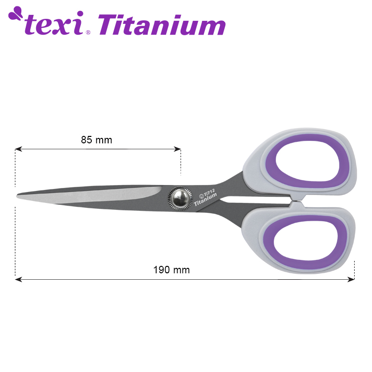 TEXI TITANIUM Ti712 - 7 1/2" (19 cm) Titanium coated, professional dressmaker scissors - 2 7 1/2" (19 cm) Titanium coated, professional dressmaker scissors