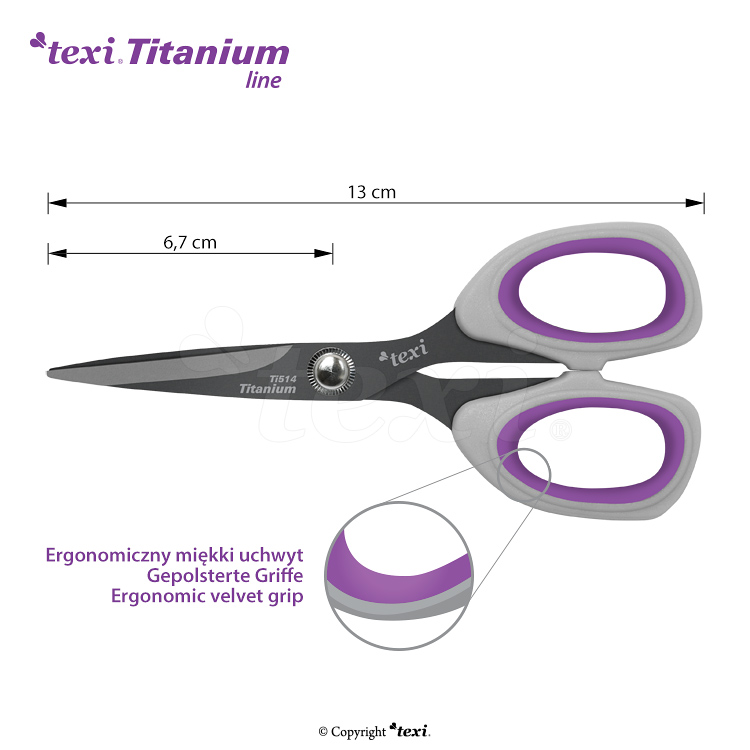 TEXI TITANIUM TiDuo850 - Titanium coated dressmaker shears 8 1/2" (22 cm) and hobby - craft scissors 5 1/4" (13 cm) - 2 Titanium coated dressmaker shears 8 1/2" (22 cm) and hobby - craft scissors 5 1/4" (13 cm)