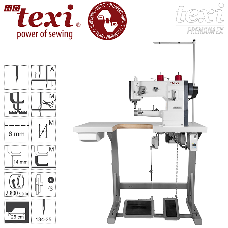 Upholstery and leather lockstitch cylinder-bed binding machine, unison feed, large hook, AC Servo motor, needle positioning - with 2 years warranty