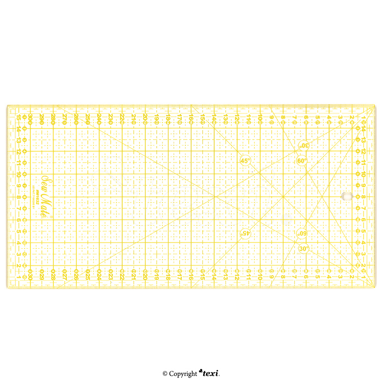 Quilting ruler, 160x320 mm, metric scale, yellow