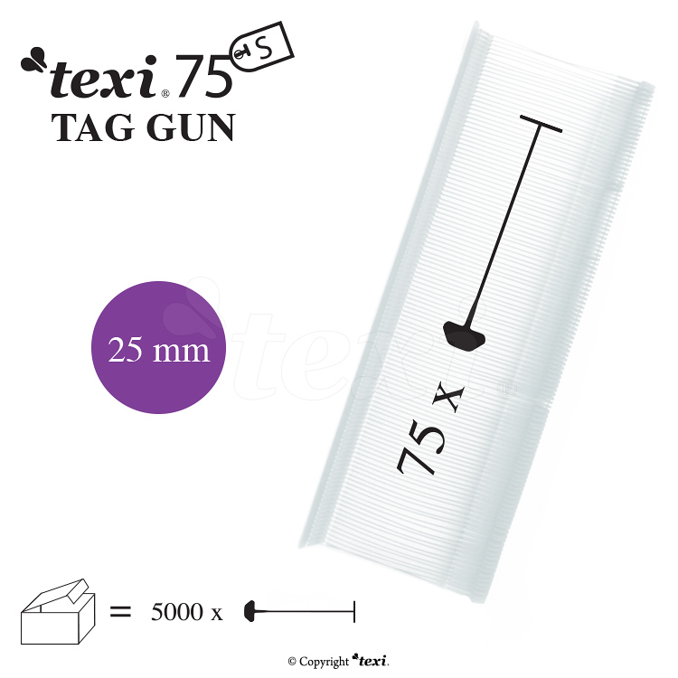 Tagging pins 25 mm standard, neutral, 1 single box = 5.000 pcs