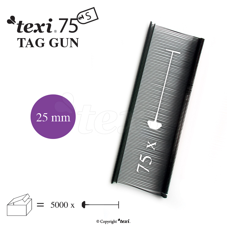 Tagging pins 25 mm standard, black, 1 single box = 5.000 pcs