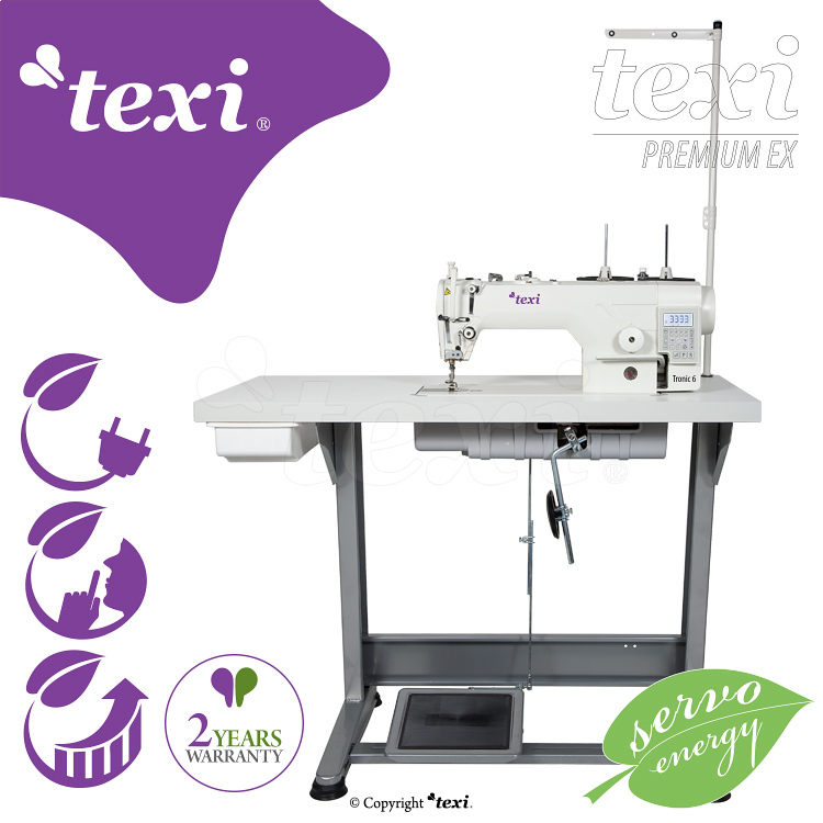 TEXI TRONIC 6 PREMIUM EX - Automatic lockstitch machine for light and medium materials, with built-in AC Servo motor and control box - complete machine - 1 Automatic lockstitch machine for light and medium materials, with built-in AC Servo motor and control box - complete machine