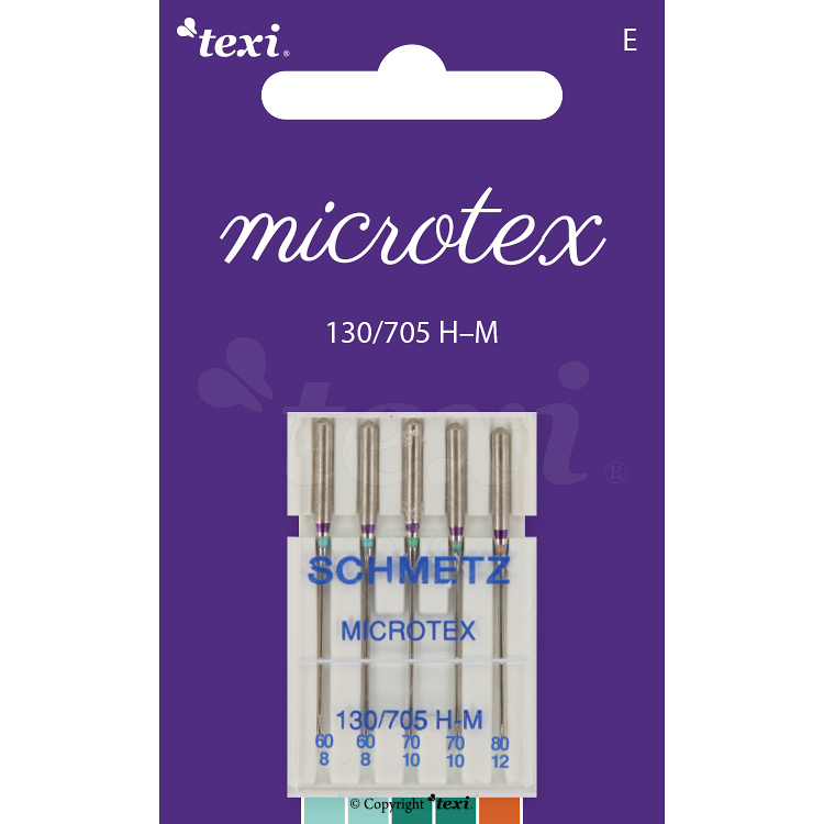 Microtex needles for household machines, 5 pcs, size 60x2, 70x2, 80x1