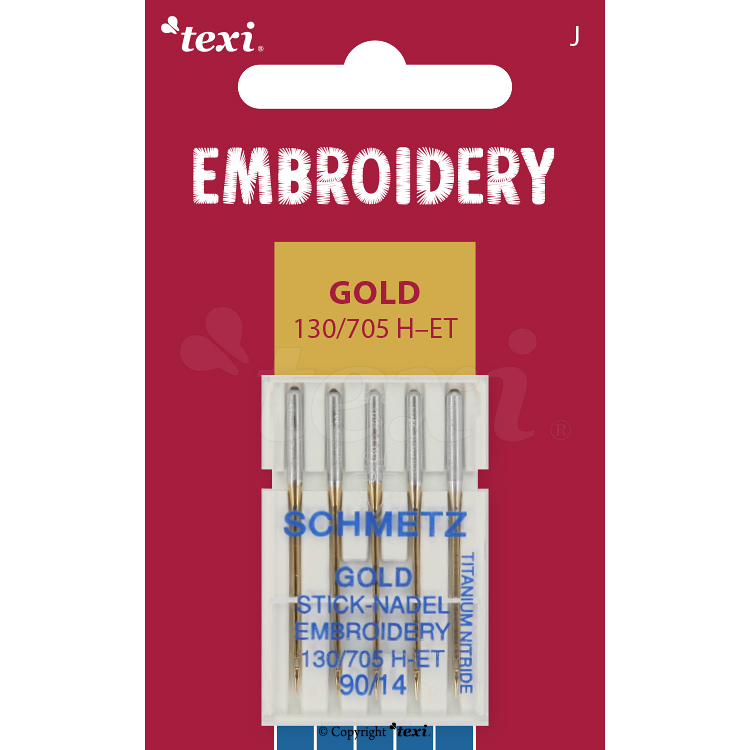 Embroidery gold needles for household machines, 5 pcs, size 90
