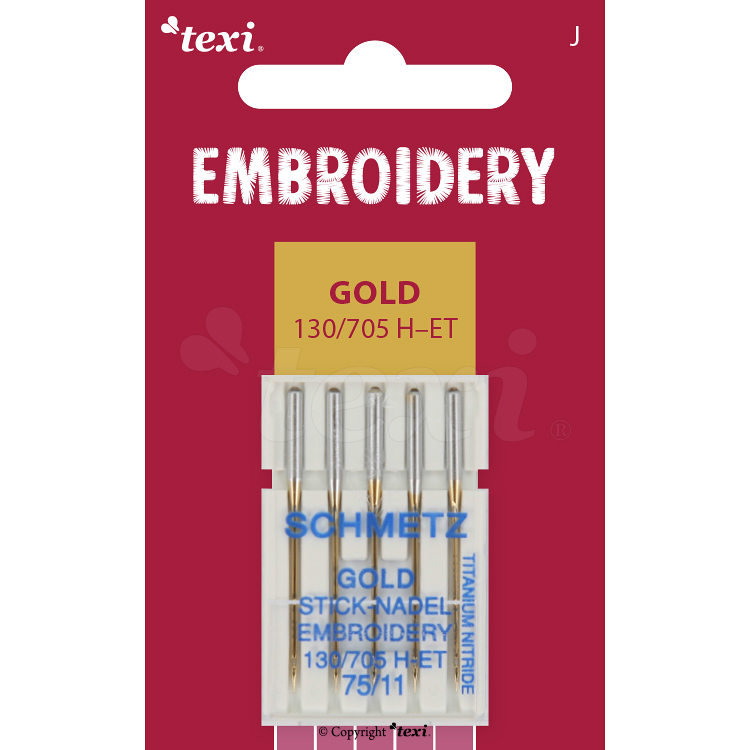 Embroidery gold needles for household machines, 5 pcs, size 75