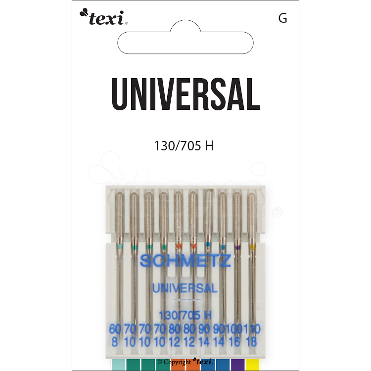 Universal needles for household machines, 10pcs, size 60x1, 70x3, 80x2, 90x2, 100x1, 110x1