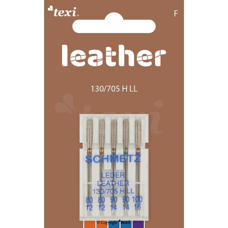 Leather needles for household machines, 5 pcs, size 80x2, 90x2, 100x1