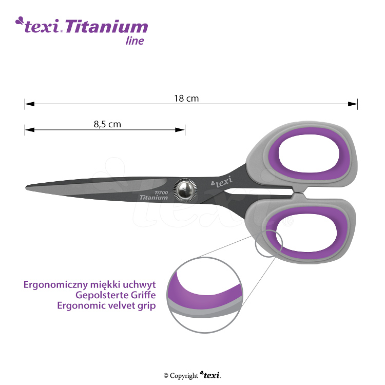 7" (18 cm) Titanium coated, professional dressmaker shears