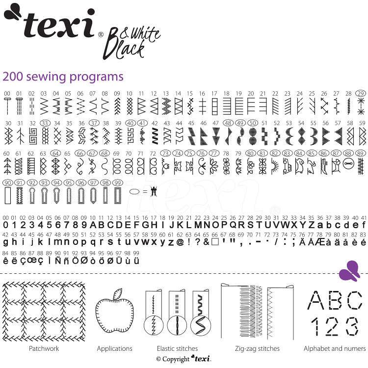TEXI BLACK&WHITE SET - Multifunctional, computerized sewing machine + Texi Box 15 as a gift - 3 Multifunctional, computerized sewing machine + Texi Box 15 as a gift