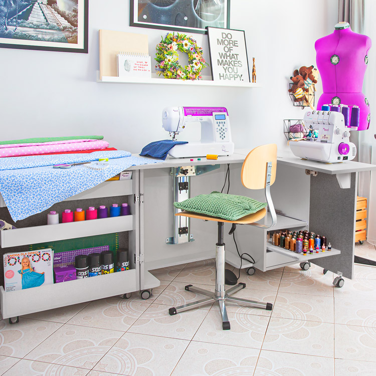 Folding cabinet - tailor's workshop,  grey color