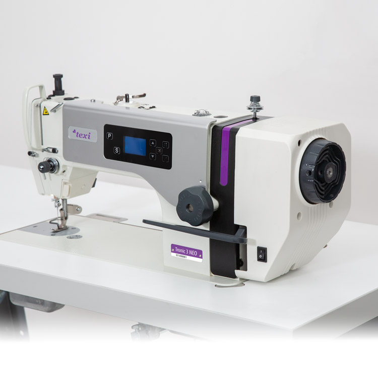 Mechatronic lockstitch machine for light and medium materials with needle positioning and thread cutting- complete machine