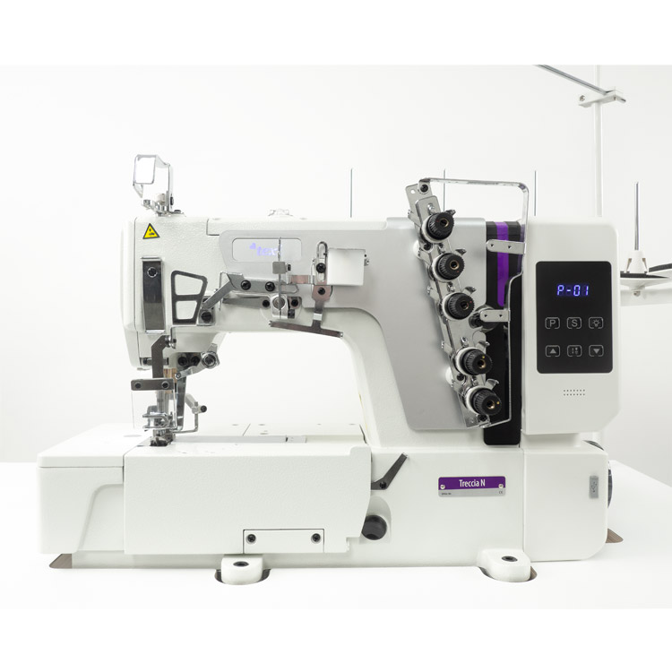3-needle flat bed coverstitch (interlock) machine with built-in AC Servo motor and needles positioning - complete sewing machine with 2 years warranty