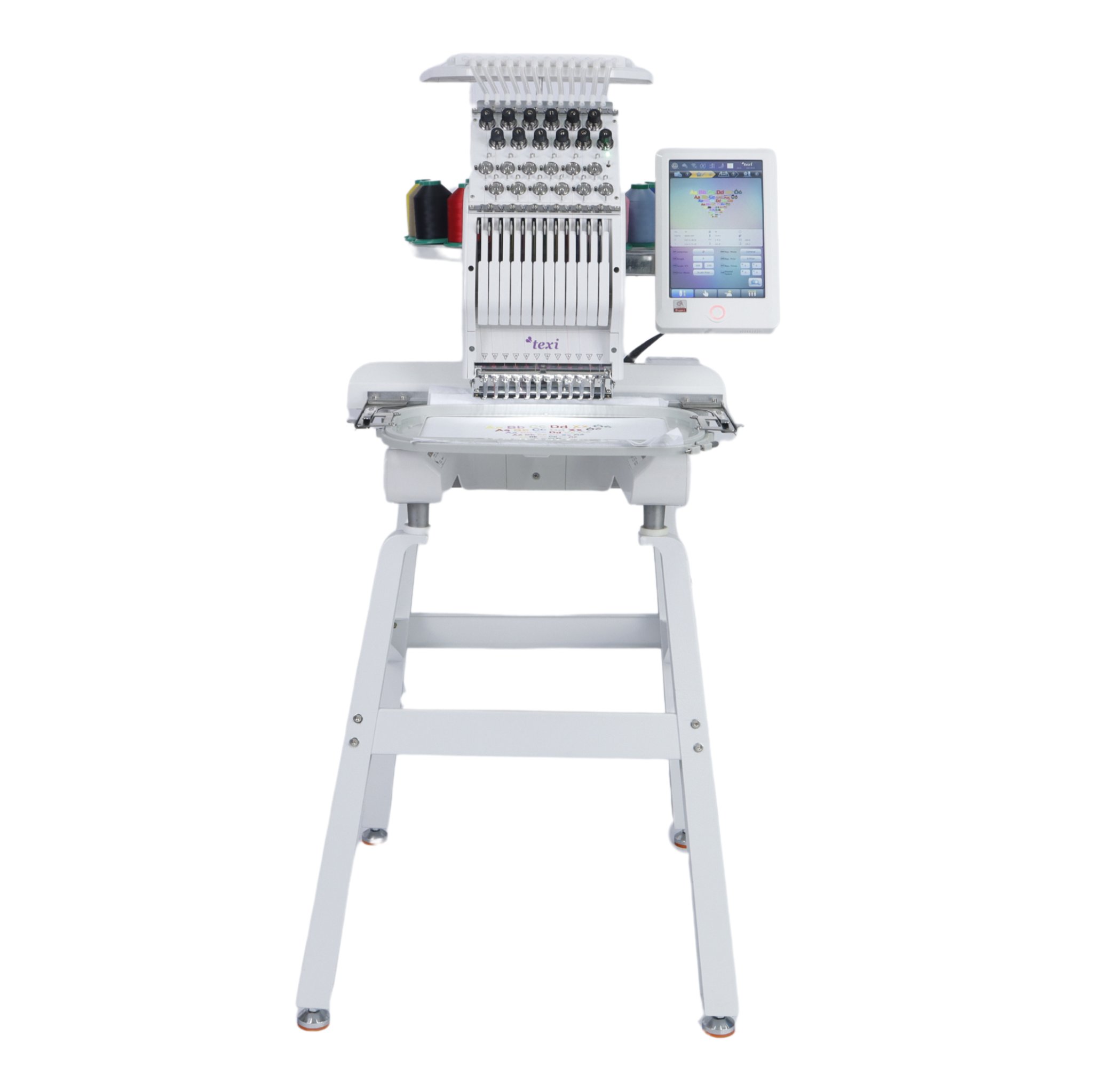 1-head, 12-needle embroidery machine + base + cap station + thread set GRATIS