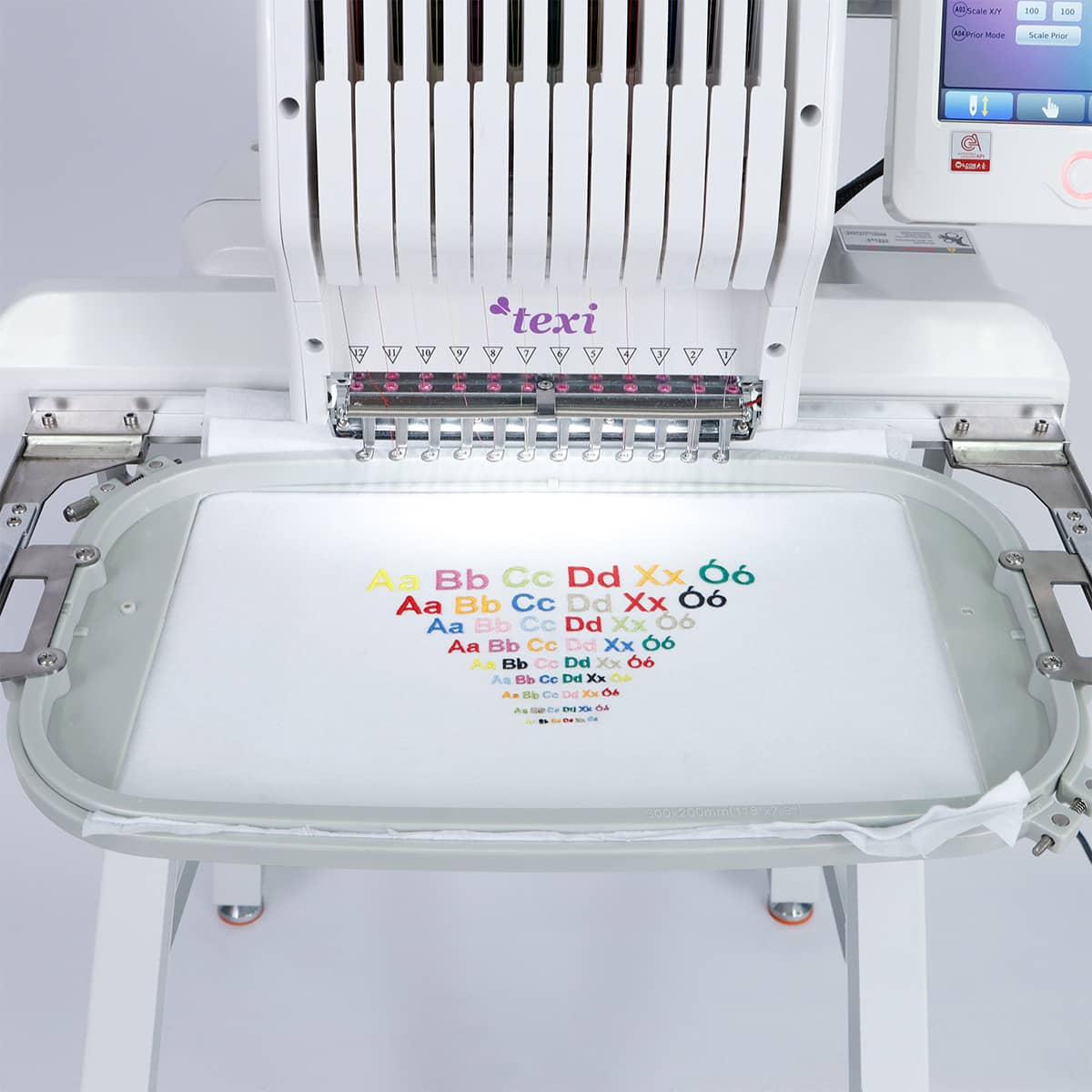 TEXI IRIS 12 SET - 1-head, 12-needle embroidery machine + base + cap station + thread set GRATIS - 2 1-head, 12-needle embroidery machine + base + cap station + thread set GRATIS