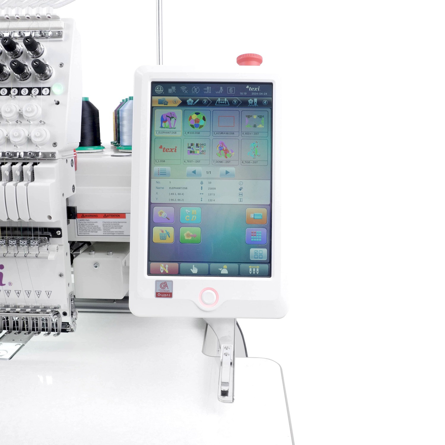 TEXI 1501 XL TS PREMIUM - 15 needle embroidery machine with working area 600 x 400 mm + hoop SET + FREE thread set - 3 15 needle embroidery machine with working area 600 x 400 mm + hoop SET + FREE thread set
