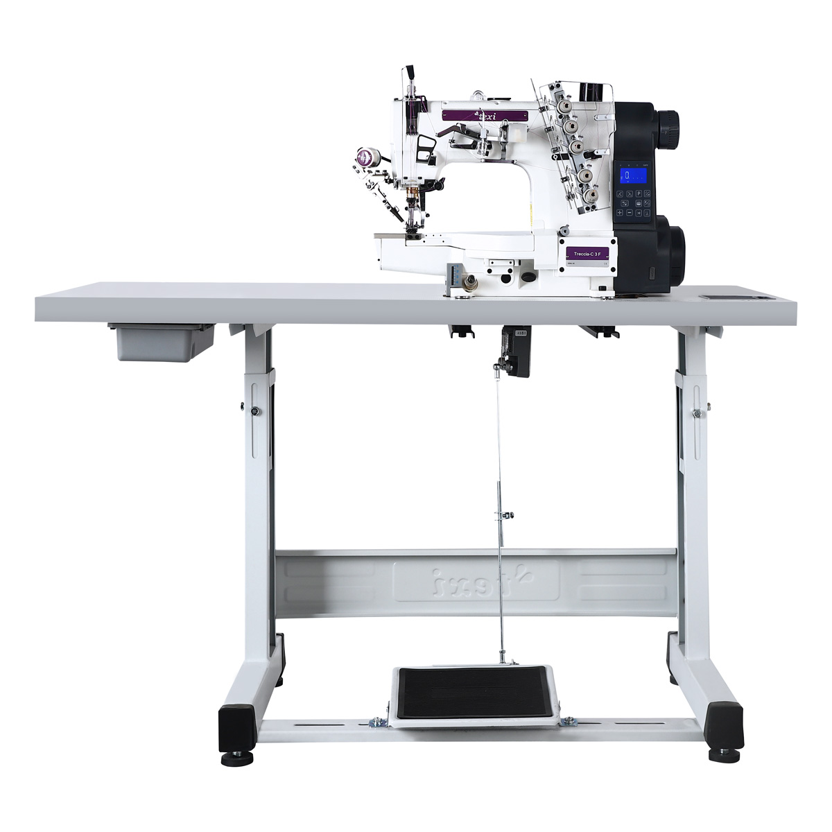 TEXI TRECCIA-C 3F PREMIUM - Automatic cylinderbed interlock (coverstitch) 3-needle TEXI TRECCIA-C 3F - 1 Automatic cylinderbed interlock (coverstitch) 3-needle TEXI TRECCIA-C 3F