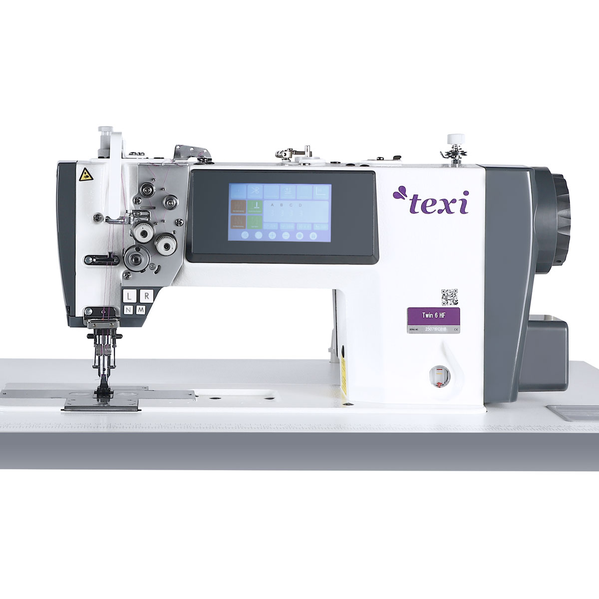 Automatic double needle lockstitch machine TEXI TWIN 6HF, medium and heavy fabrics